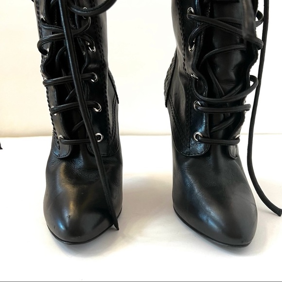 Euc Giuseppe Zanotti Black Lace Up Stiletto Boot I-18 - Picture 10 of 16